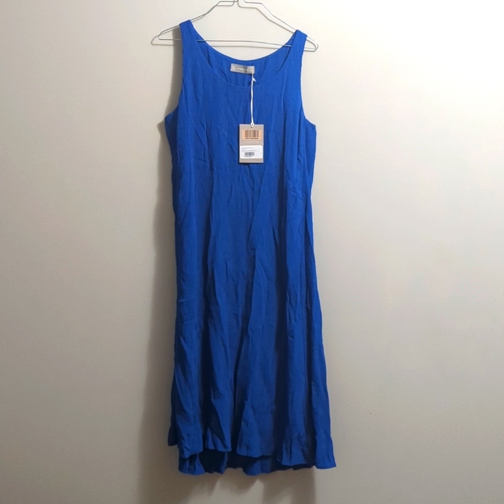 Deep blue Everlane ripple tank dress